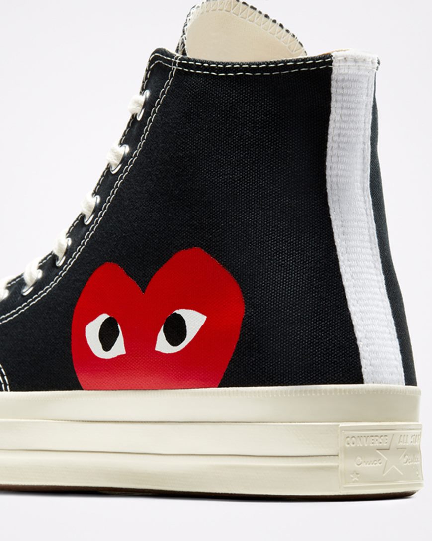 Tenisi Inalti Barbati Converse x Comme des Garçons PLAY Chuck 70 Negrii Albi Rosii | RO AGKQY298